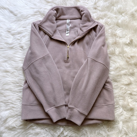 Lululemon Oversized Scuba Tumbled Fleece Funnel-Neck Half Zip Size M/L Pink - Picture 9 of 10